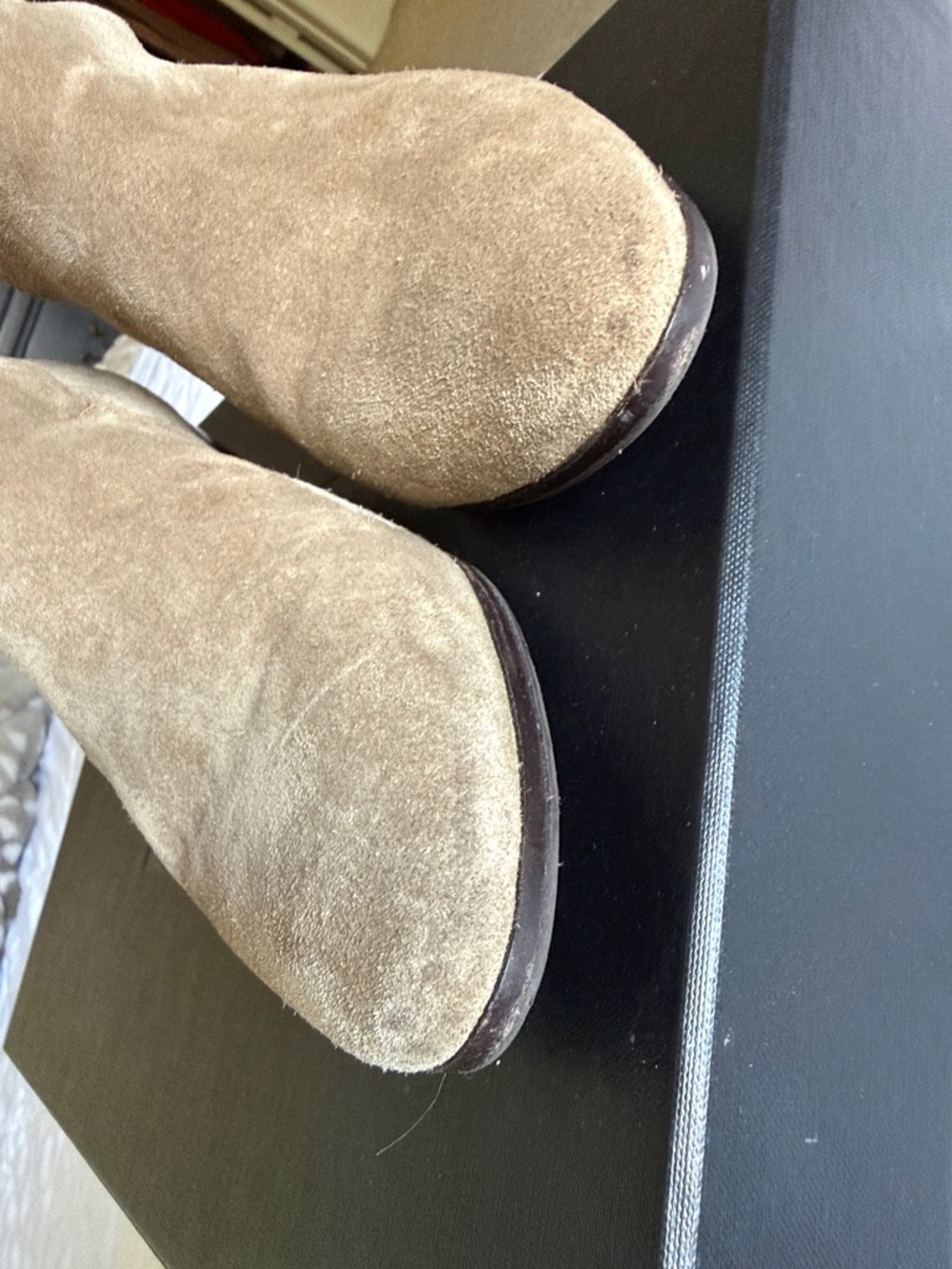 Saint Laurent Taupe Suede Ankle Boots with Buckle Strap - Picture 13 of 15